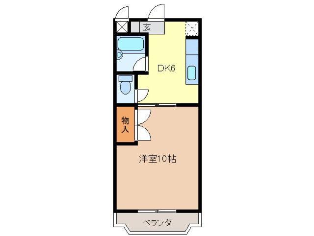 グリーンリーフ(1DK/2階)の間取り写真