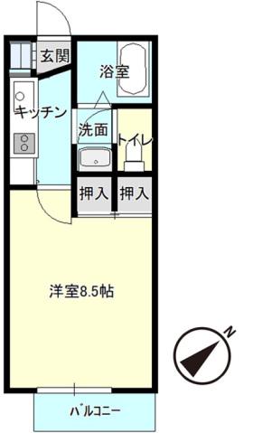 サニークレスト(1K/2階)の間取り写真