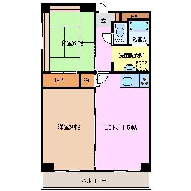 コート西浦(2LDK/6階)の間取り写真