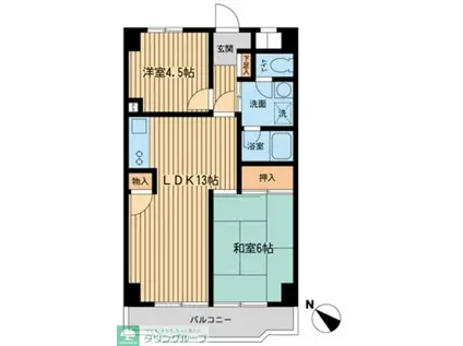 入間市駅前ビル(2LDK/6階)の間取り写真