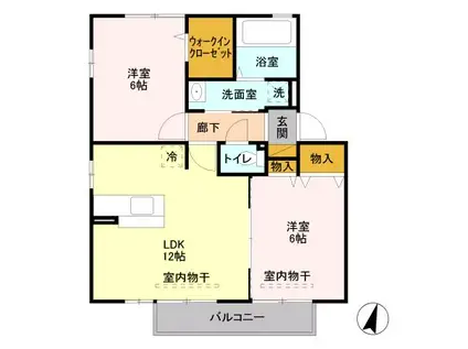 メゾン・アンソレイユVI(2LDK/1階)の間取り写真