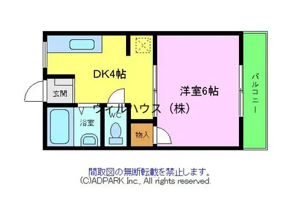 リックス(1K/2階)の間取り写真