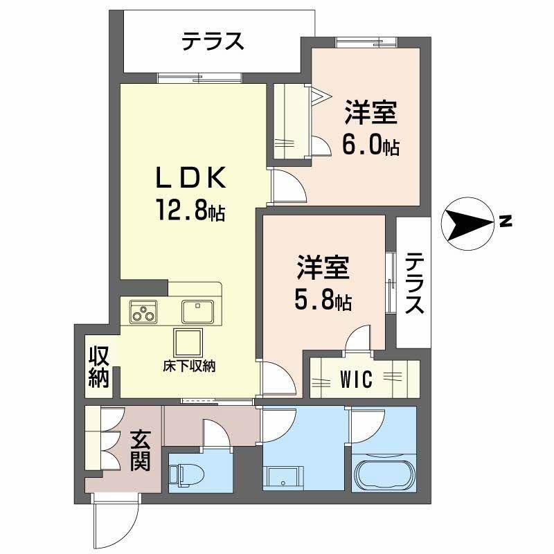 スプレンドーレ新金岡(2LDK/1階)の間取り写真