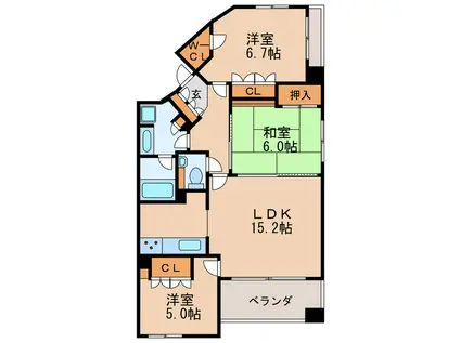 アップルパレス丸の内(3LDK/4階)の間取り写真