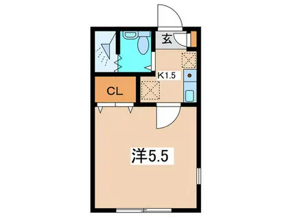 ドルフィン山崎A(1K/1階)の間取り写真