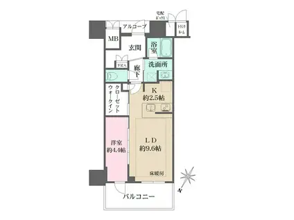 ジオタワー大阪十三(1LDK/14階)の間取り写真