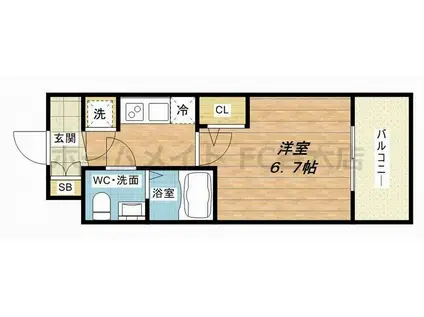 アドバンス新大阪ラシュレ(1K/6階)の間取り写真