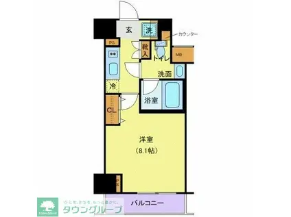 ジェノヴィア新宿中落合スカイガーデン(1K/2階)の間取り写真