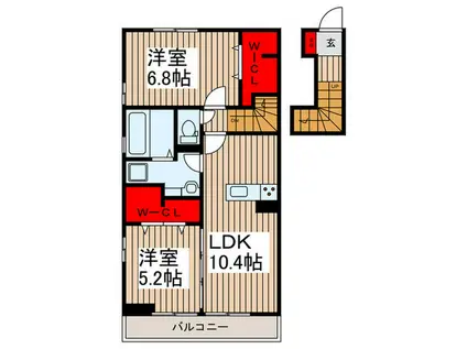 ルシオール イコー(2LDK/2階)の間取り写真