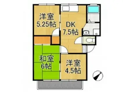 マンションくるみ(3DK/2階)の間取り写真