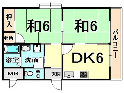 サンフォレスト塚口(2DK/3階)の間取り写真