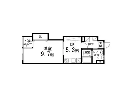 ゾンネモント子平町(1DK/4階)の間取り写真