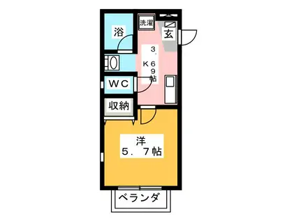 キラリア(1K/1階)の間取り写真