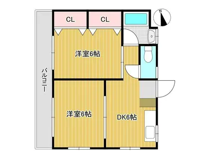 橋本ビル(2DK/2階)の間取り写真