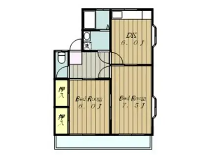 コーポM(2DK/2階)の間取り写真