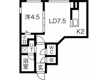 MONOZ(1LDK/2階)の間取り写真