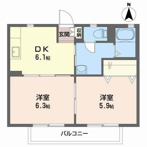 ショコラハウスII(2K/2階)の間取り写真