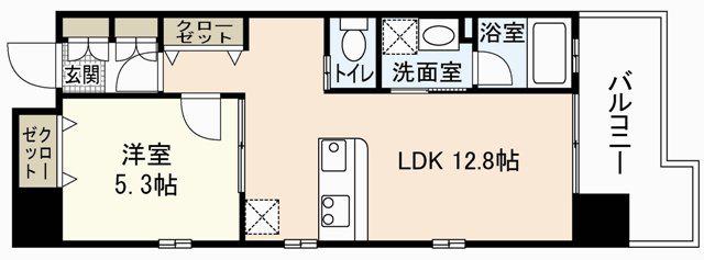 ルーベル楠木(1LDK/7階)の間取り写真