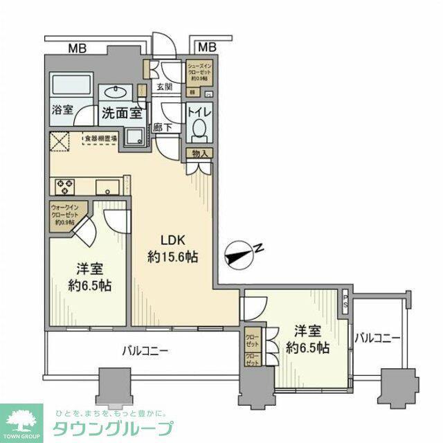 パークシティ柏の葉キャンパス二番街 ミッドタワー D棟(2LDK/4階)の間取り写真