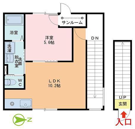 テラスハウスK(1LDK/2階)の間取り写真