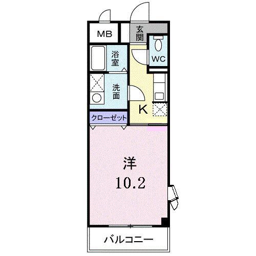 ドエル香西(1K/2階)の間取り写真