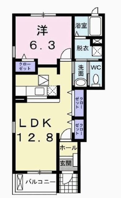 デスパシオ下戸田(1LDK/1階)の間取り写真