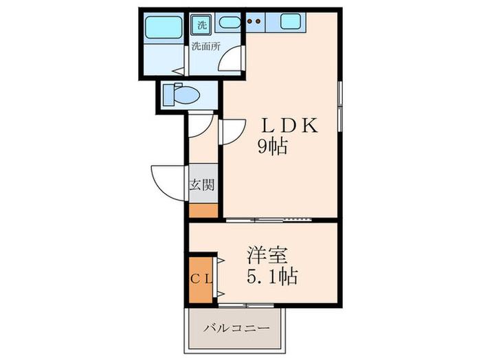 尼崎市大庄西町1丁目AP(1LDK/2階)の間取り写真