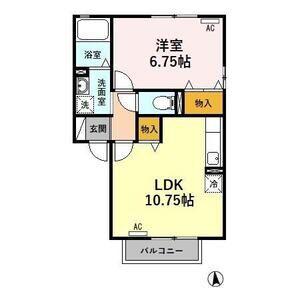 ミュータウンB棟(1LDK/2階)の間取り写真