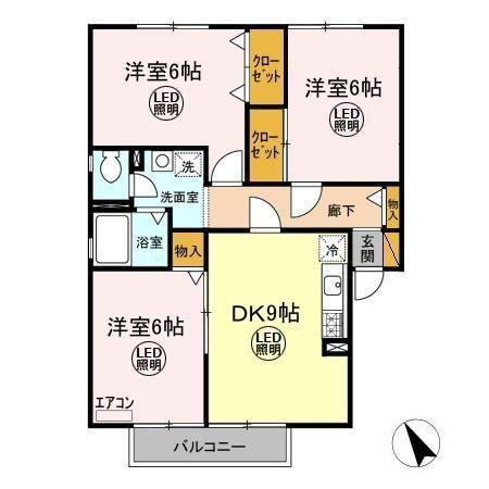 パストラル 壱番館(3DK/1階)の間取り写真