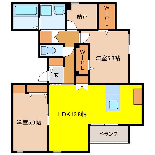 RESIDENCE HARU(2LDK/3階)の間取り写真