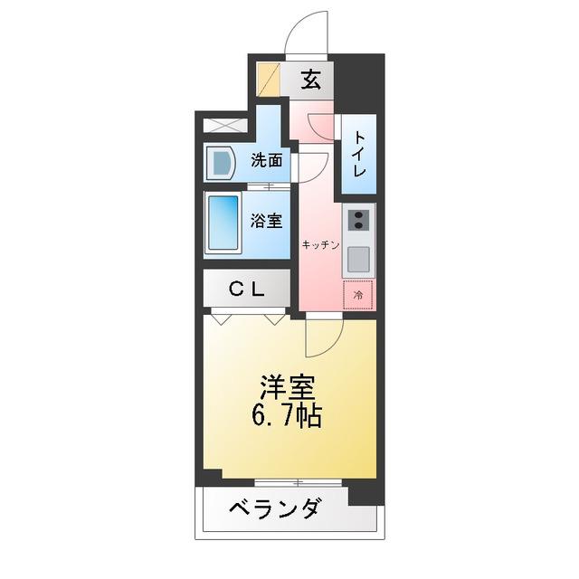 S-RESIDENCE四日市駅前COULEUR(1K/2階)の間取り写真