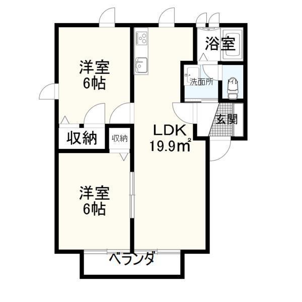 グランコートC(2LDK/1階)の間取り写真
