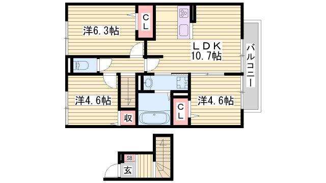 アルコバレーノVIII(3LDK/2階)の間取り写真