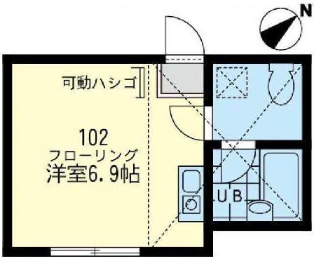 ユナイト横浜バーミンガムの丘(ワンルーム/1階)の間取り写真