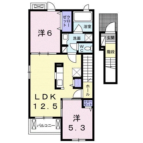 クラール I(2LDK/2階)の間取り写真