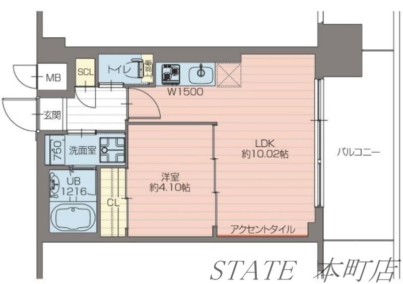 プレジオ弁天町(1LDK/7階)の間取り写真
