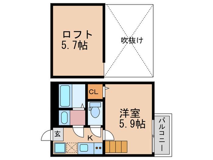 ロフティ四条大宮(1K/1階)の間取り写真