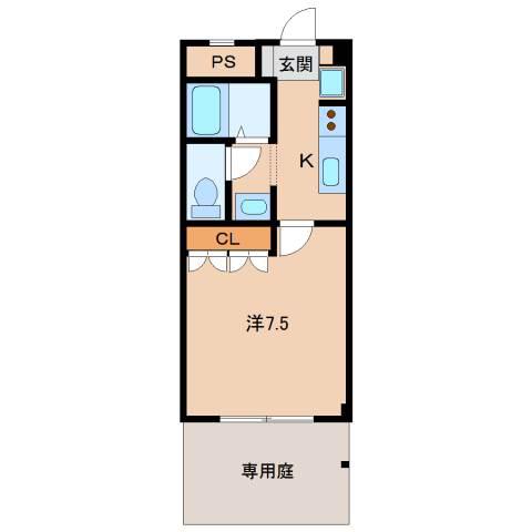 JR阪和線 紀伊駅 徒歩10分 2階建 築22年(1K/1階)の間取り写真