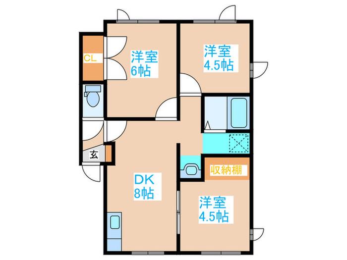 ハイツ山(3DK/2階)の間取り写真