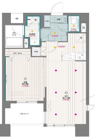 ドゥーエ月島(1LDK/9階)の間取り写真