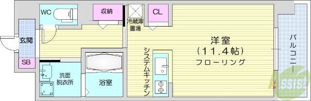 ラ・ルーチェK(ワンルーム/7階)の間取り写真