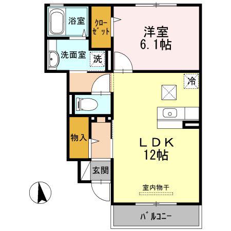 ヴィラウィステリア神埼A(1LDK/1階)の間取り写真