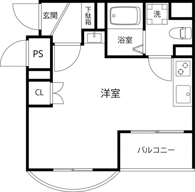 TS GARDEN稲城(ワンルーム/2階)の間取り写真