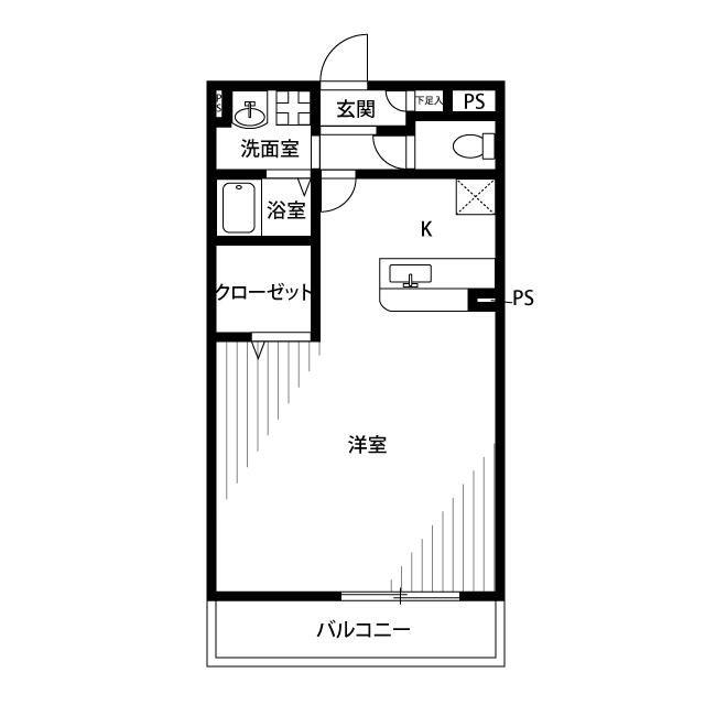 アムール グランメール(1K/2階)の間取り写真