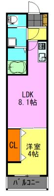 クアトロ本千葉(1LDK/3階)の間取り写真