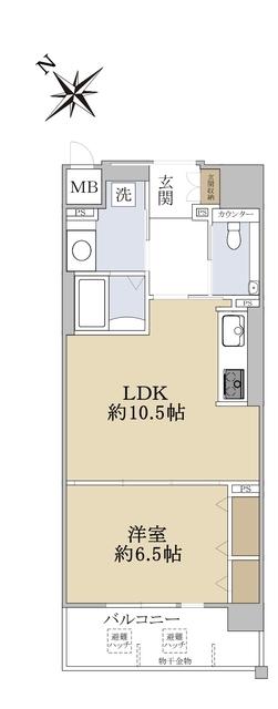 エイジングコート千里丘(1LDK/3階)の間取り写真