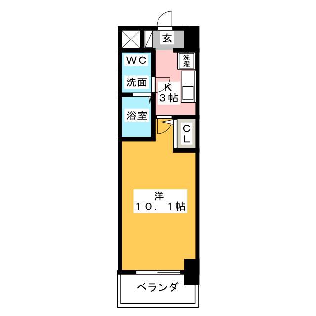 LASANTE鵜の森(1K/3階)の間取り写真