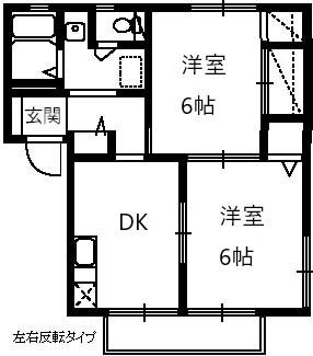 西中央ハイツII A(2DK/2階)の間取り写真