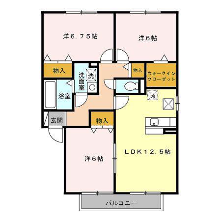 プラサイシヅカ(3LDK/1階)の間取り写真