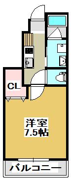 ハートフル道場南口(1K/1階)の間取り写真